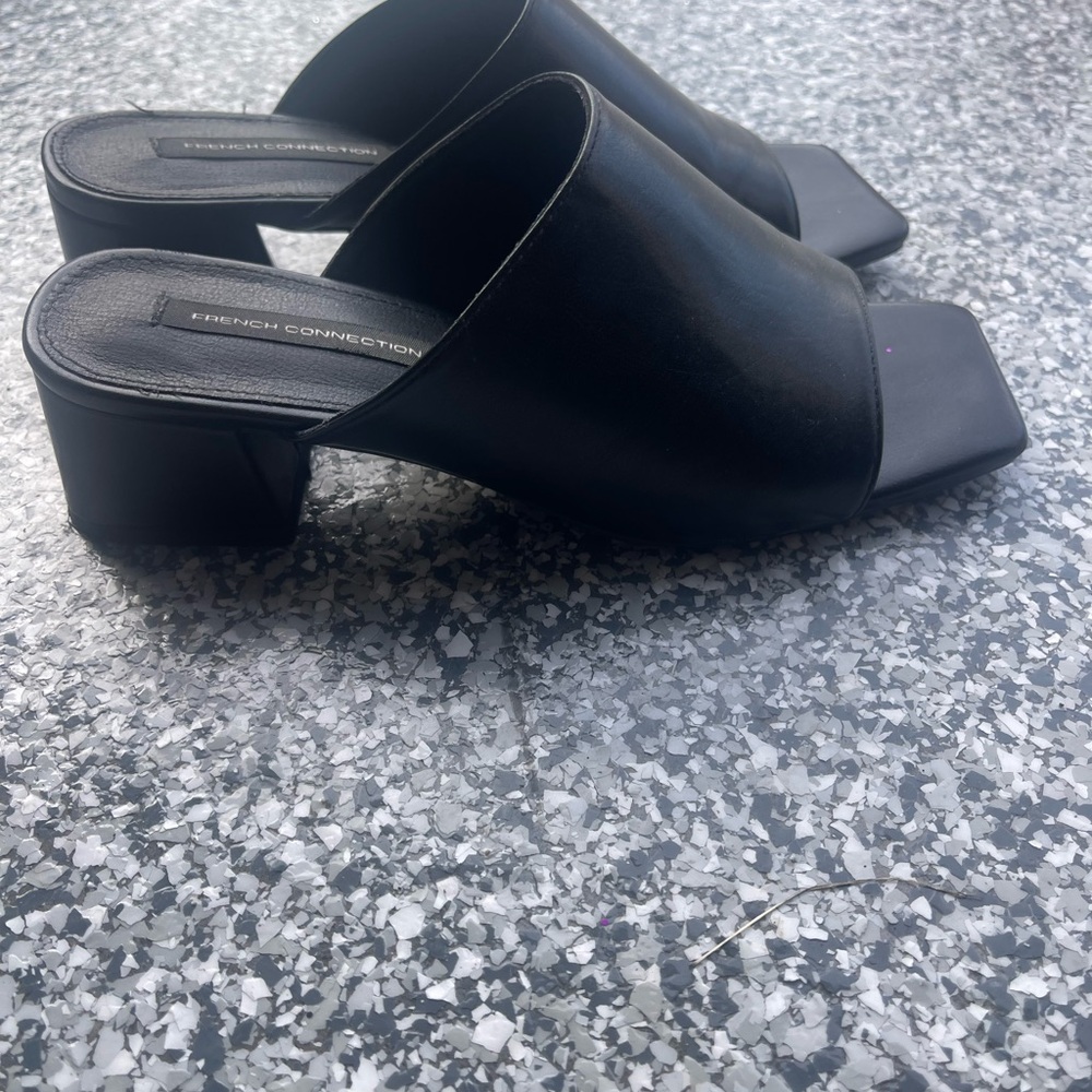 French Connection Black Mules